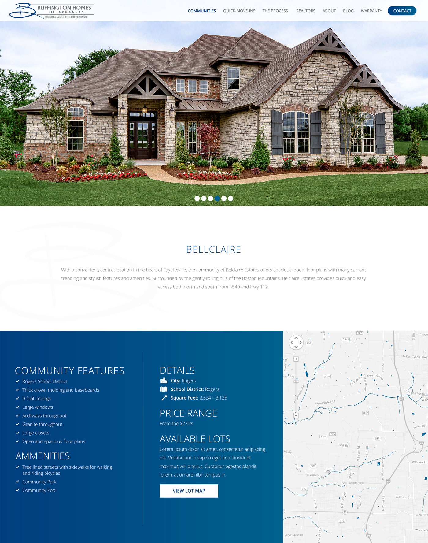 buffington homes of arkansas website community desktop example screen